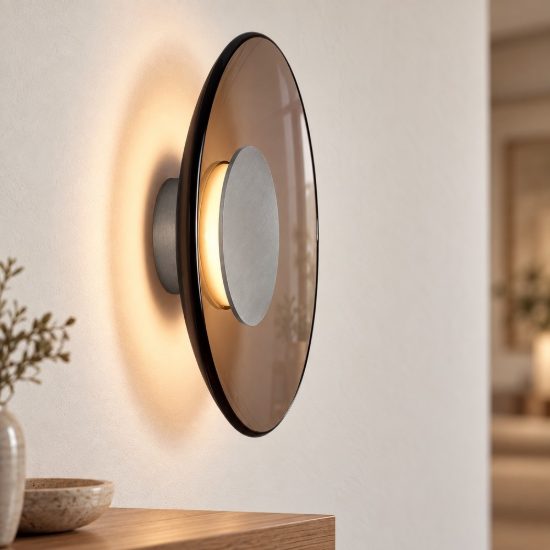 Applique piatto moderno led 17w 3000k marrone nichel per soggiorno