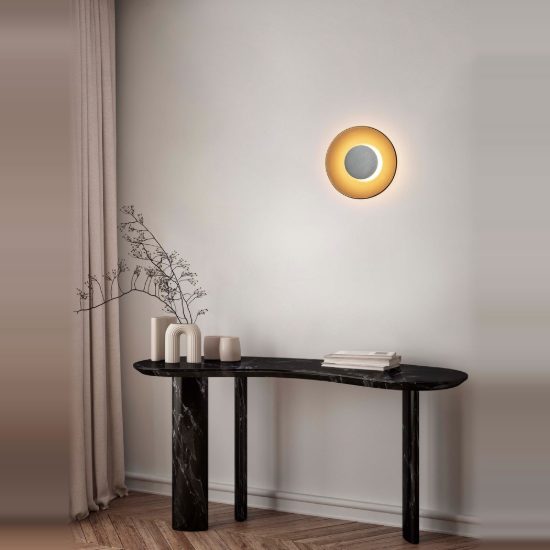 Applique piatto moderno led 17w 3000k marrone nichel per soggiorno
