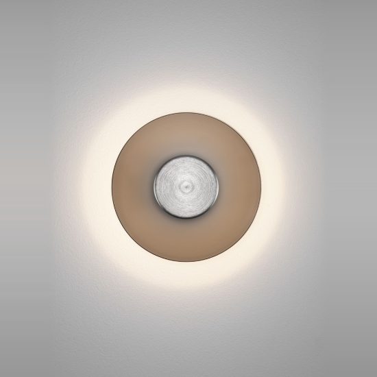 Applique led 7w 3000k dimmerabile marrone scuro e nichel foggy per comodino camera da letto