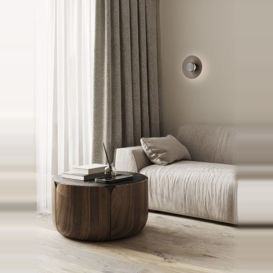 Applique led 7w 3000k dimmerabile marrone scuro e nichel foggy per comodino camera da letto