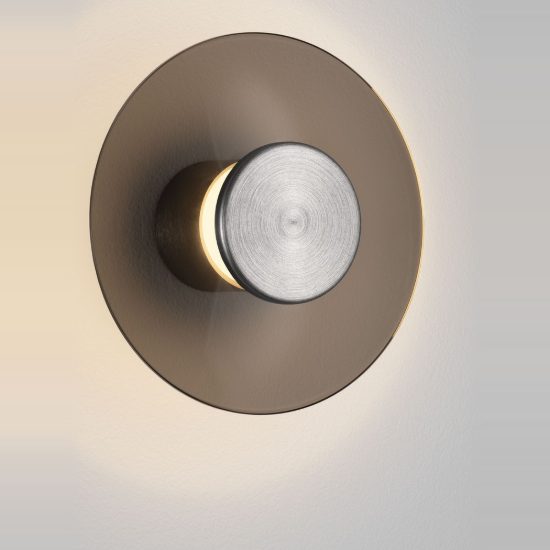Applique led 7w 3000k dimmerabile marrone scuro e nichel foggy per comodino camera da letto
