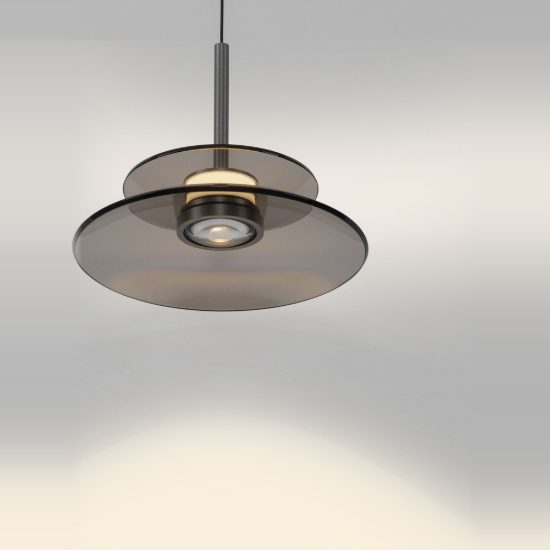 Lampada a sospensione led 10w 3000k dimmerabile per cucina marrone scuro e nichel foggy
