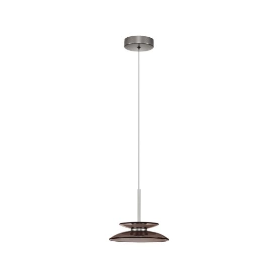 Lampada a sospensione led 10w 3000k dimmerabile per cucina marrone scuro e nichel foggy