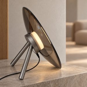 Abat-jour per camera da letto led 16w 3000k dimmerabile marrone scuro e nichel foggy