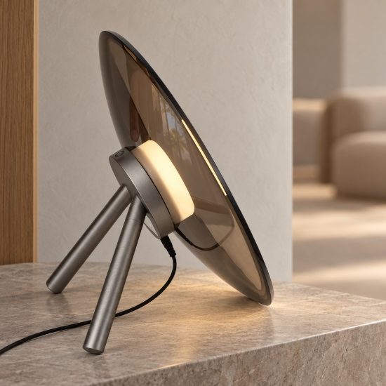 Abat-jour per camera da letto led 16w 3000k dimmerabile marrone scuro e nichel foggy