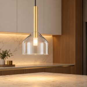 Lampada per cucina moderna a sospensione globo oro vetro