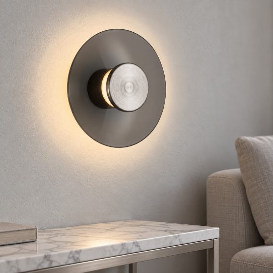 Applique per soggiorno fume e nichel foggy led 7w 3000k dimmerabile