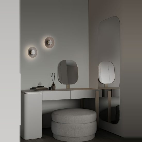 Applique per soggiorno fume e nichel foggy led 7w 3000k dimmerabile