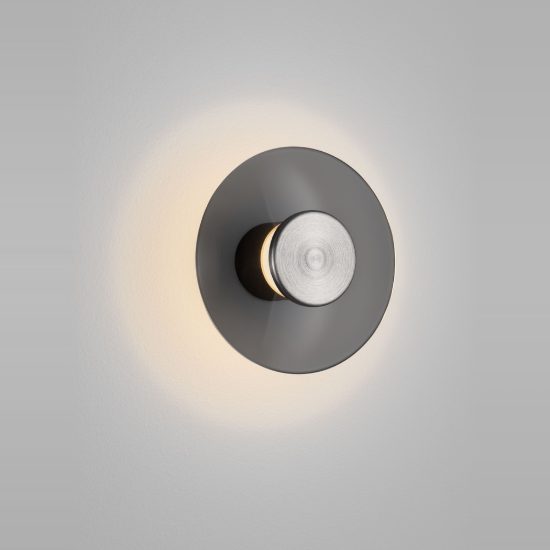 Applique per soggiorno fume e nichel foggy led 7w 3000k dimmerabile