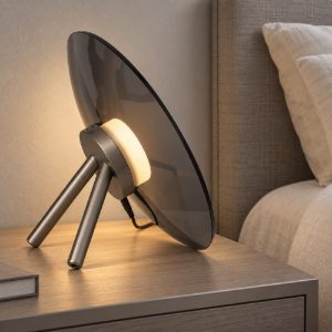 Abat-jour per camera da letto fume e nichel foggy led 16w 3000k dimmerabile