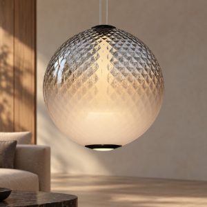 Lampadario led 20w 3000k dimmerabile sfera boccia di vetro a sospensione opale e grigio