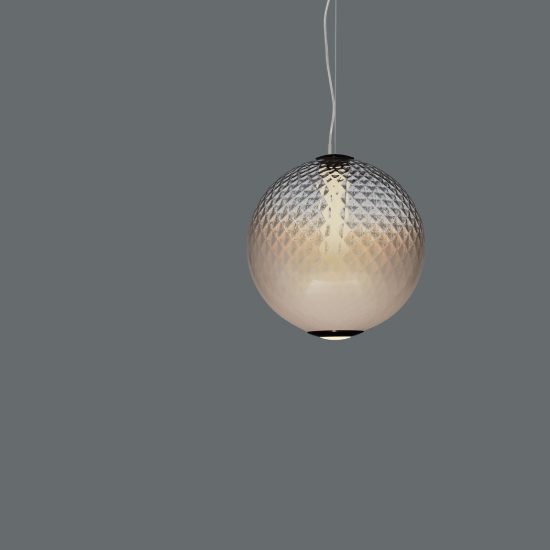 Lampadario led 20w 3000k dimmerabile sfera boccia di vetro a sospensione opale e grigio
