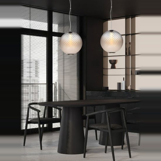 Lampadario led 20w 3000k dimmerabile sfera boccia di vetro a sospensione opale e grigio