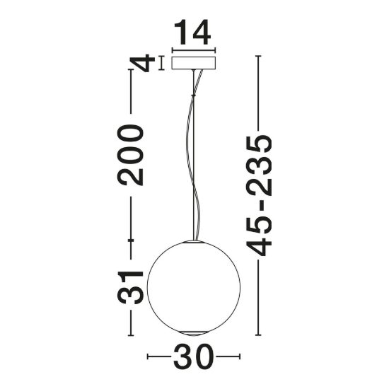 Lampadario led 20w 3000k dimmerabile sfera boccia di vetro a sospensione opale e grigio
