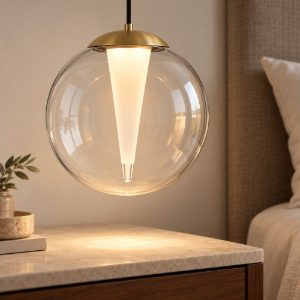 Lampada moderna a sospensione sfera oro vetro led 7w 3000k dimmerabile