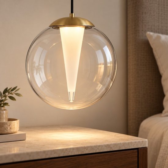 Lampada moderna a sospensione sfera oro vetro led 7w 3000k dimmerabile