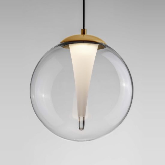 Lampada moderna a sospensione sfera oro vetro led 7w 3000k dimmerabile