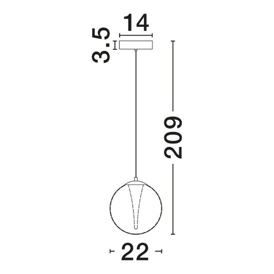 Lampada moderna a sospensione sfera oro vetro led 7w 3000k dimmerabile