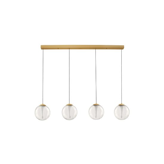 Lampadario a sospensione per cucina oro led 25w 3000k 4 luci dimmerabile