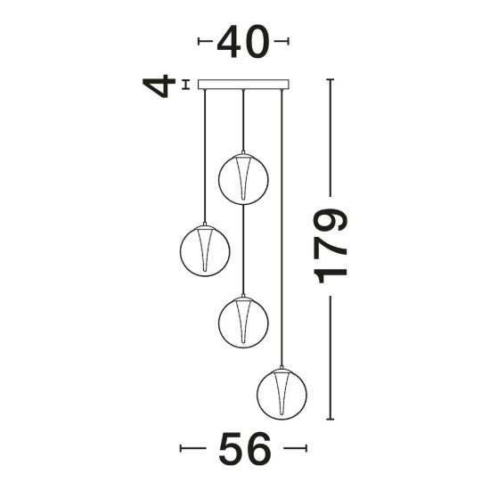 Lampadario a sospensione per cucina oro led 25w 3000k 4 luci dimmerabile