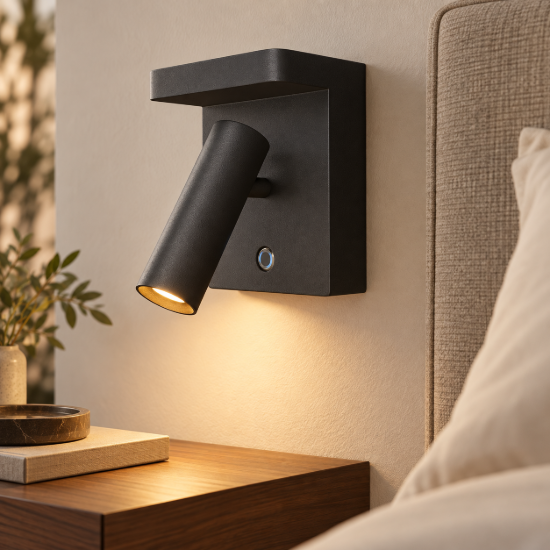 Maytoni aron applique per comodino camera da letto nera led 2700k dimmerabile