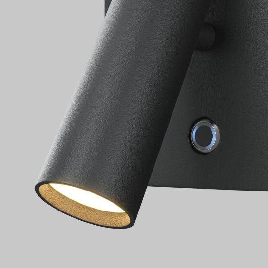 Maytoni aron applique per comodino camera da letto nera led 2700k dimmerabile