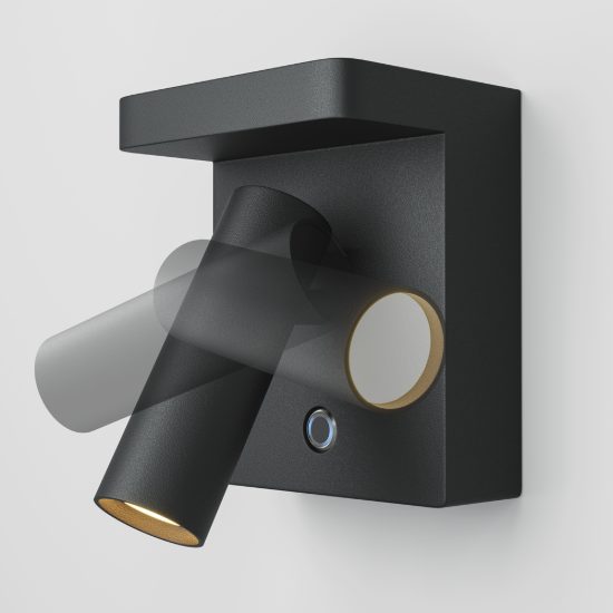 Maytoni aron applique per comodino camera da letto nera led 2700k dimmerabile