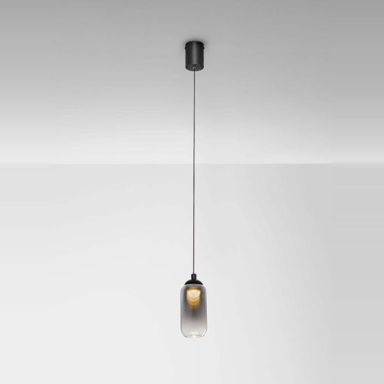 Lampada per cucina moderna goccia nero vetro a sospensione led 6w 3000k