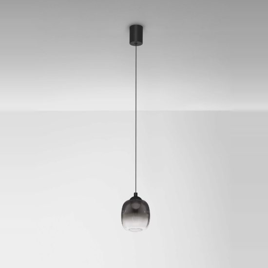 Lampada moderna goccia nero vetro a sospensione led 6w 3000k