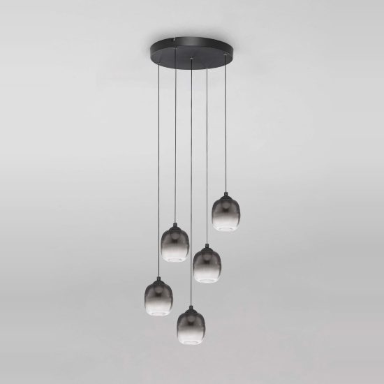 Lampadario per soggiorno nero a sospensione led 28w 3000k 5 luci dimmerabile