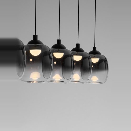 Lampadario per tavolo soggiorno nero pendenti sospensione led 28w 3000k 5 luci