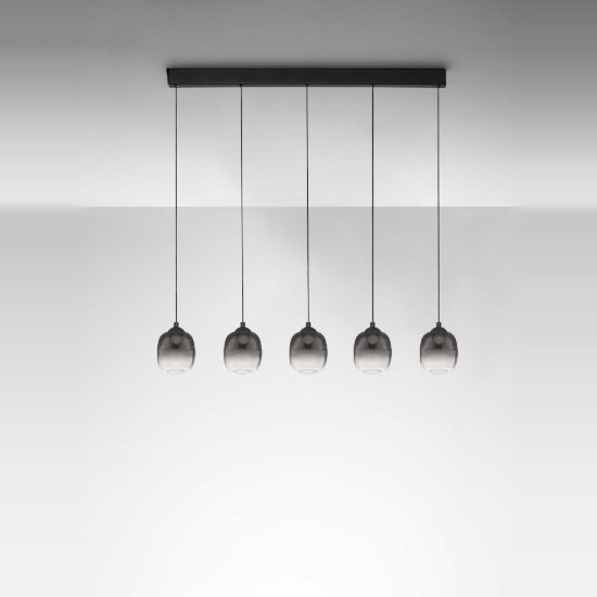 Lampadario per tavolo soggiorno nero pendenti sospensione led 28w 3000k 5 luci
