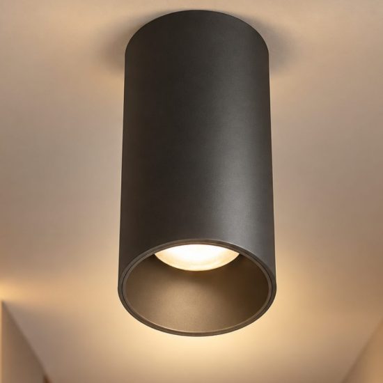 Fabas ray faretto led 15w 3000k cilindro nero da soffitto