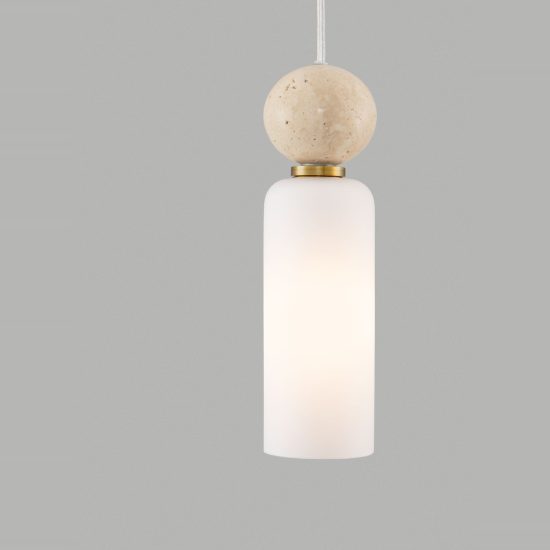 Lampada a sospensione pendente moderna cilindro opale e oro vetro