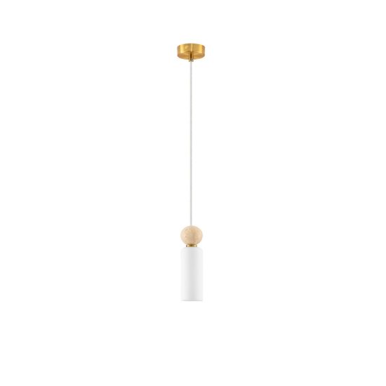 Lampada a sospensione pendente moderna cilindro opale e oro vetro
