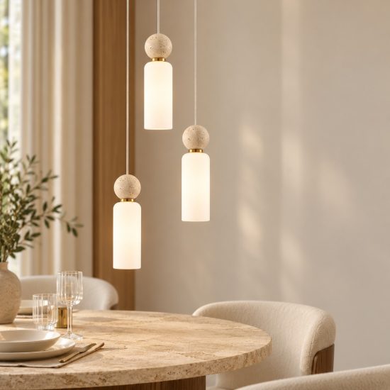 Lampadario a sospensione per cucina moderno opale e oro vetro 3 luci