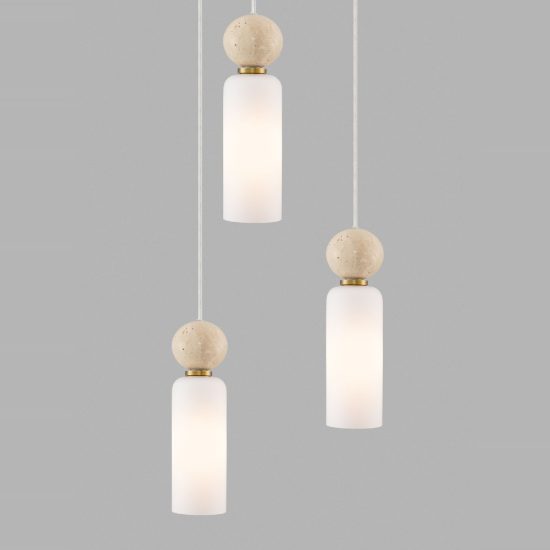 Lampadario a sospensione per cucina moderno opale e oro vetro 3 luci