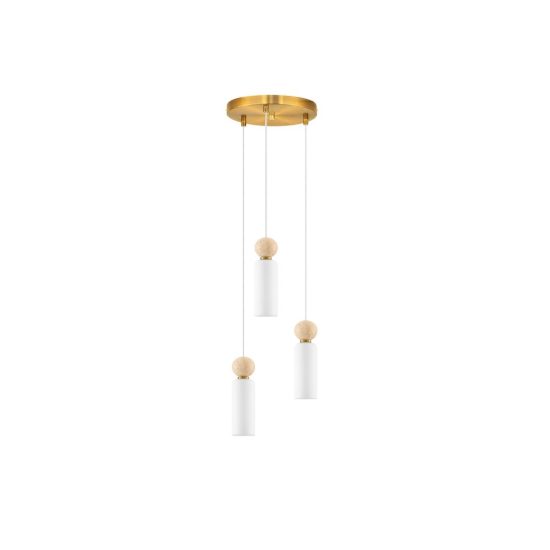 Lampadario a sospensione per cucina moderno opale e oro vetro 3 luci