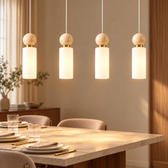 Lampadario a sospensione per cucina moderno opale e oro vetro 4 luci