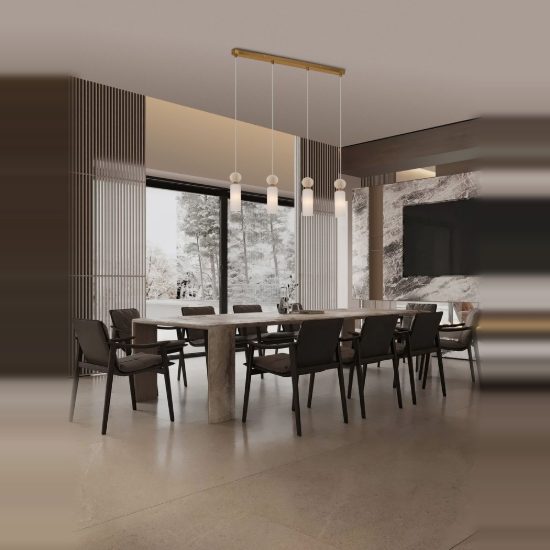 Lampadario a sospensione per cucina moderno opale e oro vetro 4 luci