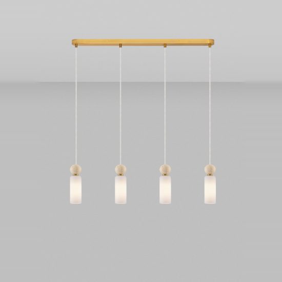 Lampadario a sospensione per cucina moderno opale e oro vetro 4 luci