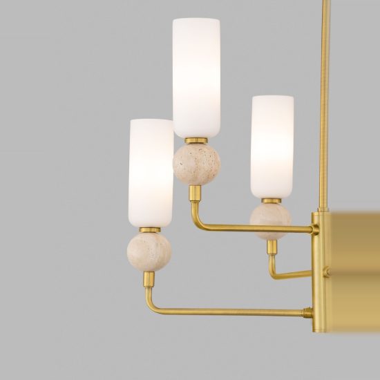 Lampadario a sospensione per cucina contemporaneo opale e oro vetro 6 luci