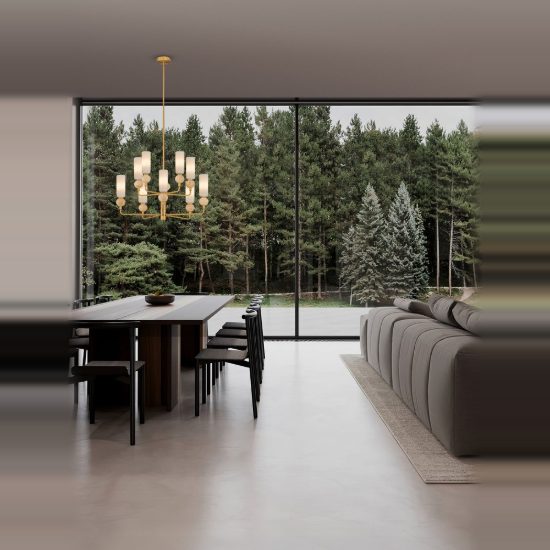 Lampadario a sospensione per cucina contemporaneo candela opale e oro 10 luci