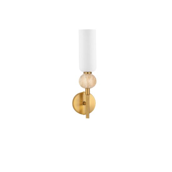 Applique da parete moderna cilindro opale e oro vetro per soggiorno