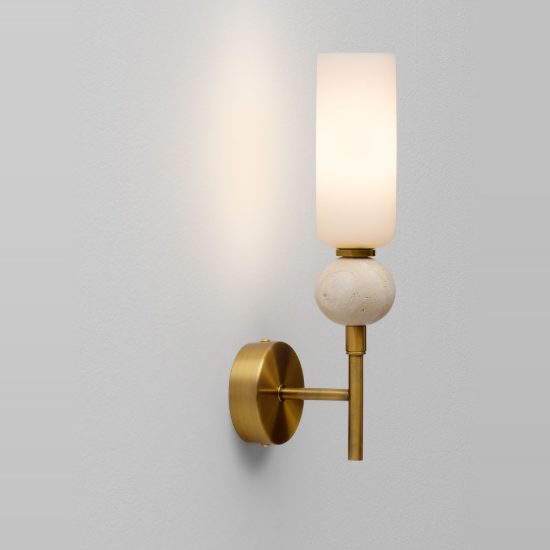 Applique da parete moderna cilindro opale e oro vetro per soggiorno