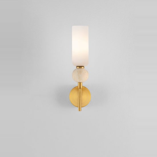Applique da parete moderna cilindro opale e oro vetro per soggiorno