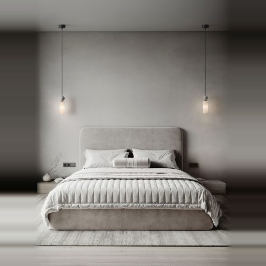 Lampada a sospensione per comodini cilindro opale grigio e nero vetro
