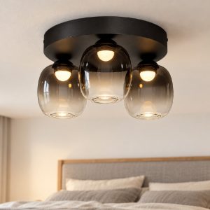 Plafoniera per camera da letto moderna nero vetro led 16w 3000k dimmerabile