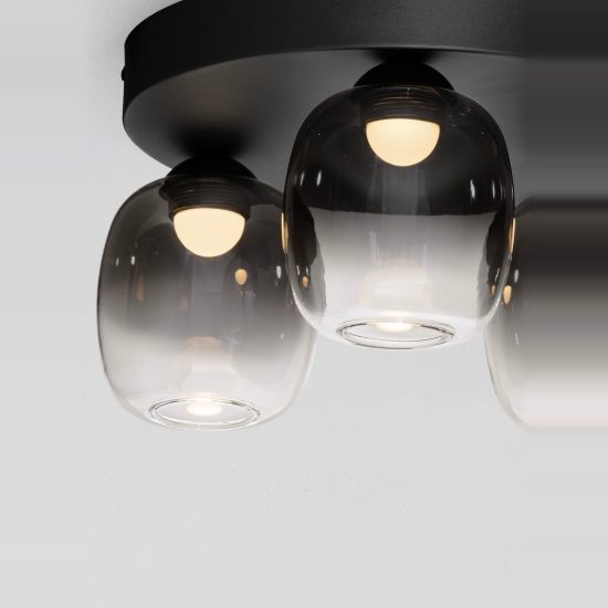 Plafoniera per camera da letto moderna nero vetro led 16w 3000k dimmerabile