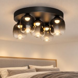 Plafoniera per camera da letto moderna nero vetro led 28w 3000k dimmerabile